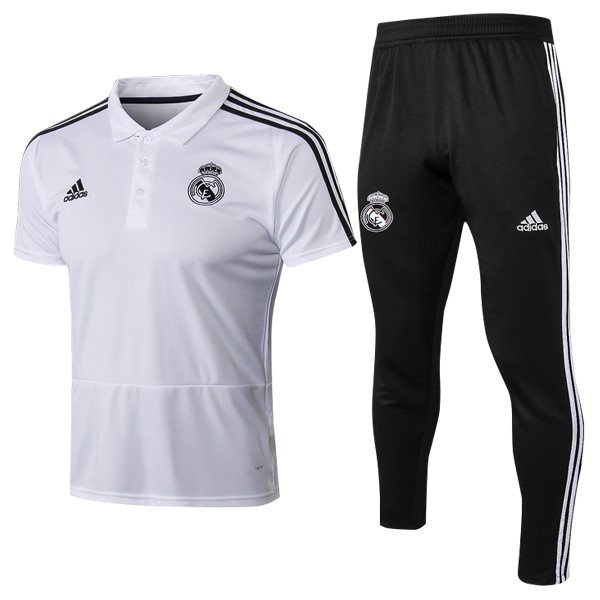 Polo Real Madrid Conjunto Completo 2018-2019 Blanco